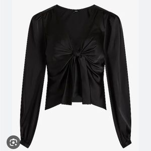 Express XL black satin front tie top